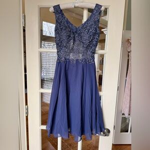 Prom Party Dress Chiffon with Beading, Color Stormy, New from JJ’s House Size 6